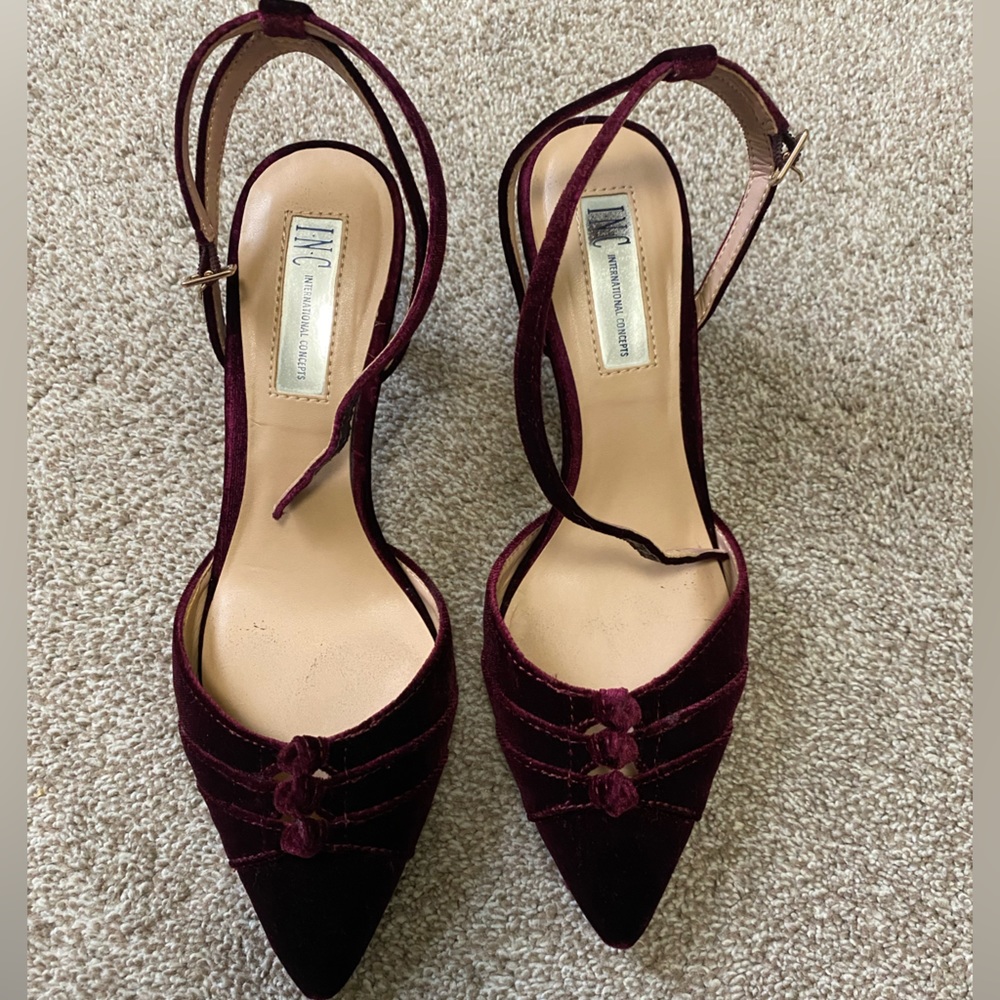 Velvet burgundy heels